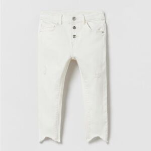 Zara toddler girls white Distressed‎ Skinny Denim Jeans 4-5 years.